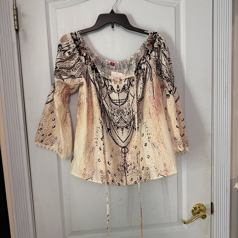 Bohemian Beige and Black Women's Top